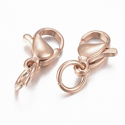 Rose Gold 304 Stainless Steel Lobster Claw Clasps, Parrot Trigger Clasps, Rose Gold, 9x6x3mm, Hole: 3.5mm