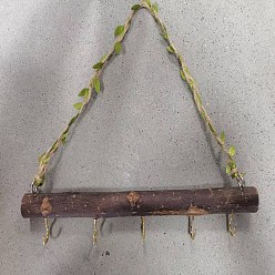 Coconut Brown Iron & Wood Branch & Vine Wall Hook Rack, Rustic Home Hanging Decor Organizer, Coconut Brown, 280x304x24mm