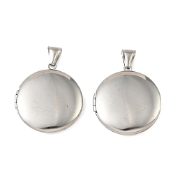 Нержавеющая Сталь Цвет 316 подвески из нержавеющей стали Locket, плоский круглый шарм, с 304 защелкой из нержавеющей стали на поручнях, цвет нержавеющей стали, 36x32.5x6.5 мм, отверстие : 8x4 мм, внутренний диаметр: 24 мм