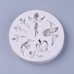 Белый Силиконовые формы для статуй для пищевых продуктов, формы помады, для украшения торта поделки, цвет шоколада, конфеты, изготовление ювелирных изделий на основе смолы и эпоксидной смолы, ангел, белые, 92x15 мм