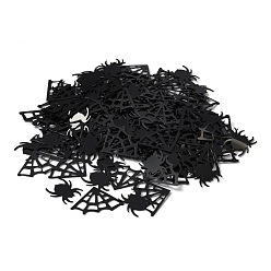 Black Plastic Table Scatter Confetti, for Halloween Party Decorations, Spider Web & Spider, Black, 15.4x13.4x0.24mm, 16.5x24.5x0.33mm