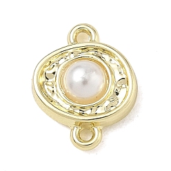 Golden Alloy & Plastic Imitation Pearl Connector Chamrs, Oval Links, Golden, 12x9x4mm, Hole: 1mm