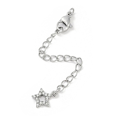 Платина Латунные микро-паве кубические цирконии заканчиваются цепочками, без кадмия, без никеля и без свинца, звезда, платина, 73 мм, отверстие : 2.5 мм