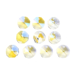 Clear Glass Chandelier Pendants, Octagon Charm, Faceted, Clear, 14x14x7.5mm, Hole: 1.4~1.6mm