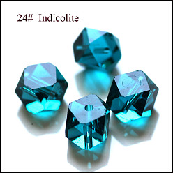 Dark Cyan Imitation Austrian Crystal Beads, Grade AAA, Faceted, Cornerless Cube Beads, Dark Cyan, 4x4x4mm, Hole: 0.7~0.9mm