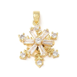 Снежинка Вращающиеся подвески из латуни с микропаве из кубического циркония, для успокаивающей медитации, золотые, снежинка, 20x15.5x7.5 мм, отверстие : 3.5x2.5 мм