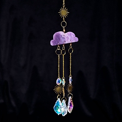 Лепидолит Подвеска в форме облака из лепидолита и хрустального стекла в виде ловца солнца, создатель радуги, украшение сада и дома своими руками, 450~500 мм