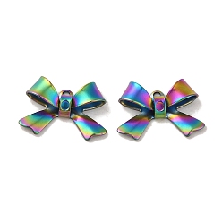 Rainbow Color Ионное покрытие (ip) 304 подвески из нержавеющей стали, очарование бантом, Радуга цветов, 10x15x4 мм, отверстие : 1 мм