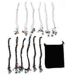 (52) Непрозрачная лаванда 12шт дерево жизни плетеный нейлоновый шнур макраме мешочек кулон украшения, вышитый бисером подвесной орнамент из драгоценных камней, сменный камень, с бусинами из окрашенного натурального дерева, разноцветные, 205 мм