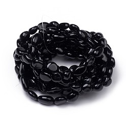 Tourmaline Natural Black Tourmaline Stretch Beaded Bracelets, Tumbled Stone, Nuggets, 1-7/8 inch~2-1/8 inch(4.8~5.5cm), Beads: 6~15x6~11x3~11mm