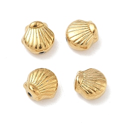 Настоящее золото 18K 304 из нержавеющей стали бусы, формы раковины, ионное покрытие (ip), реальный 18 k позолоченный, 7x7x4 мм, отверстие : 1 мм