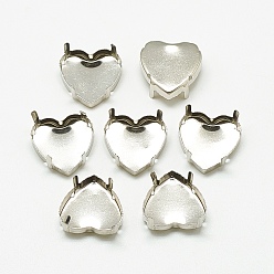 Stainless Steel Color 201 Stainless Steel Sew on Prong Settings, Claw Settings for Pointed Back Rhinestone, Heart, Stainless Steel Color, Tray: 8.5x9mm, 10x10x5.5mm, Hole: 1mm