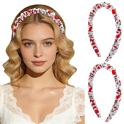 Red Silk From Silkworms Hair Bands, with Plastic, Apple Pattern, Red, 150x120x11mm, Inner Diameter: 98mm