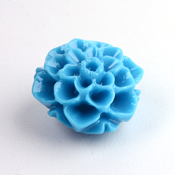 Deep Sky Blue Dyed Synthetic Coral Beads, Flower, Deep Sky Blue, 10.5x10.5x6mm, Hole: 1.5mm