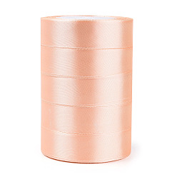 Легкий Лосось Односторонняя атласная лента, Полиэфирная лента, светлый померанцевый, 1 дюйм (25 мм) шириной, 25yards / рулон (22.86 м / рулон), 5 рулоны / группа, 125yards / группа (114.3 м / группа)