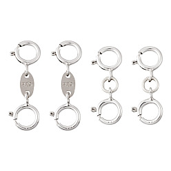 Платина Антикоррозийные 4шт. 2 стиль 925 наборы застежек-колец из стерлингового серебра, с печатью 925, платина, 18.5~21 мм, отверстие : 4 мм, 2 шт / стиль