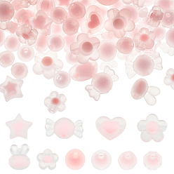 Mixed Color 189Pcs 10 Style Transparent Acrylic Beads, Bead in Bead, Faceted, Frosted, Mixed Color, 9.5~16.5x9~21x6~11.5mm, hole: 2~3mm, 189pcs/box
