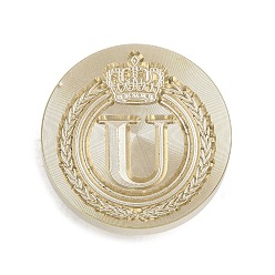 Letter U Золотистый тон корона начальная восковая печать латунные штампы головки, для сургучной печати, Буква U, 25x14.5 мм, отверстие : 7 мм