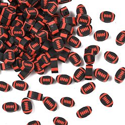 Красный Бусины из полимерной глины , регби, красные, 10.5x6.5x4.5 мм, отверстие : 1.4 мм