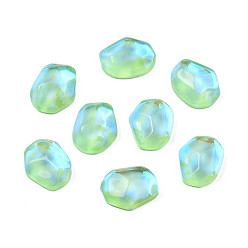 Chrysolite Glass Rhinestone Cabochons, Nail Art Decoration Accessories, Nuggets, Chrysolite, 10x8x3.5mm