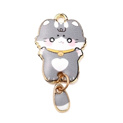 Гейнсборо Подвески из эмали и сплава, без кадмия, без никеля и без свинца, золотые, кошачье очарование, светло-серые, 31x15.5x2 мм, отверстие : 2 мм