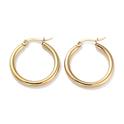 Настоящее золото 18K Кольцо 304 серьги-кольца из нержавеющей стали для женщин и мужчин, ионное покрытие (ip), реальный 18 k позолоченный, 9 датчик, 26x3 мм, штифты : 0.6 мм