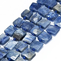 Kyanite Natural Kyanite Beads Strands, Faceted, Square, 7~10x8~9x3~4mm, Hole: 0.7mm, about 36pcs/strand, 16.34 inch(41.5cm)