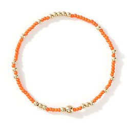 Оранжевый Браслеты из стеклянных бусин и бусин CCB, составные браслеты для женщин, оранжевые, 7-7/8 дюйм (20 см), внутренний диаметр: 6-1/2 дюйм (16.5 см)