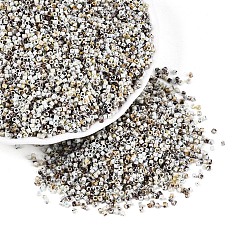 Желтая Старая Ткань  Цилиндрические стеклянные бусины Пикассо, окрашенные распылением, старое кружево, 1x1.7 мм, отверстие : 0.9~1 мм