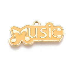 Золотистый Подвески из эмали и сплава, словесные музыкальные заклинания, золотые, без кадмия, без никеля и без свинца, золотые, 14.5x28x2 мм, отверстие : 1.8 мм