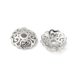 Платина Шапочки и конусы для бусин, латунные, цветок, платина, 8.5x8.5x2.5 мм, отверстие : 1.6 мм