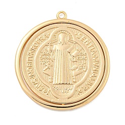 Настоящее золото 18K Стойки обшивки латунные подвески, без кадмия и без свинца, плоско-круглые, реальный 18 k позолоченный, 38x35x2 мм, отверстие : 2 мм