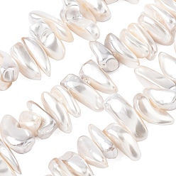 Морская Ракушка Жемчужные бусины с гальваническим покрытием, самородки, цвет морской раковины, 11~23x3~11x5~8 мм, отверстие : 0.7~0.9 мм, 15.35'' (39 см) ~ 15.75'' (40 см)