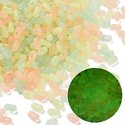 Желтый Светящиеся прозрачные акриловые бусины, арахис, светится в темноте, желтые, 6.5~7x4x3~3.5 мм, отверстие : 1.4 мм