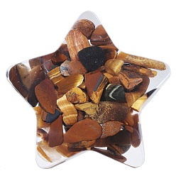 Тигровый глаз Украшение дисплея звезды смолы, с натуральными чипсами тигрового глаза внутри статуй для украшения домашнего офиса, 31x30x12~14 мм