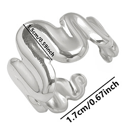 Нержавеющая Сталь Цвет Кольцо-манжета из нержавеющей стали с нерегулярной волной для женщин, цвет нержавеющей стали, 15 мм, внутренний диаметр: 17 мм