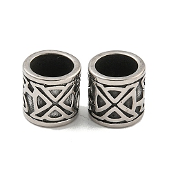 Античное Серебро 316 европейские бусины из хирургической нержавеющей стали, бусины с большим отверстием, колонка, античное серебро, 11x11 мм, отверстие : 9 мм