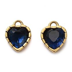 Прусский Синий 304 подвески из нержавеющей стали, с кубического циркония, сердце, берлинская лазурь, 6.5x5.5x3.5 мм, отверстие : 1 мм