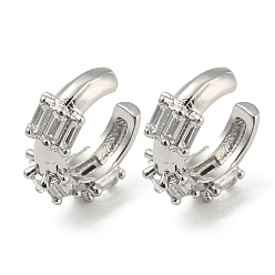 Платина Серьги-манжеты из циркония, долговечный, без кадмия и без свинца, платина, 15.5x6 мм