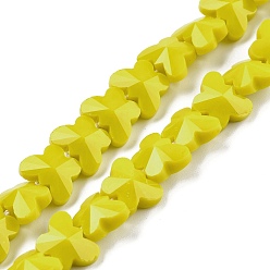 Желтый Непрозрачные цветные стеклянные бусины, бабочка, граненые, желтые, 8x10x5.5 мм, отверстие : 0.9 мм, около 55 шт / нитка, 15.47 дюйм (39.3 см)