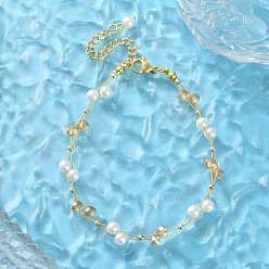 Фора Браслеты из искусственного жемчуга и стеклянных бусин для женщин, с 304 фурнитурой из нержавеющей стали, золотые, оранжевые, 6-7/8 дюйм (17.6 см)