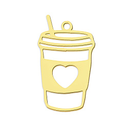 Золотой 201 подвески из нержавеющей стали, лазерная резка, вакуумное покрытие pvd, чашка, золотые, 24.5x14.5x1 мм, отверстие : 1.6 мм