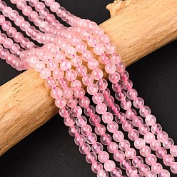 Розовый Кварц Натуральный мадагаскар розовый кварц бисер strads, класса AB, круглые, 4 мм, отверстие : 0.8 мм, около 90 шт / нитка, 14.96'' (38 см)