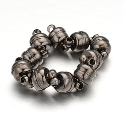 Черный Цвет Металла Латунные магнитные застежки с петлями, овальные, металлический черный , 12x7 мм, отверстие : 1.5 мм