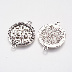 Античное Серебро Сплавочные коннекторы для кабошонов, плоско-круглые, DIY фурнитура для ювелиных изделий, без кадмия и без свинца, античное серебро, 33x25x3 мм, отверстие : 2 мм