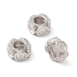 Нержавеющая Сталь Цвет Не тускнеет 304 европейские бусины из нержавеющей стали, бусины с большим отверстием, ручная полировка, колонка, цвет нержавеющей стали, 10.2x10.2x5.5 мм, отверстие : 4.5 мм