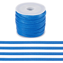 Blue 10 Yards Korean Waxed Polyester Cord, Flat, Blue, 4mm, about 10.00 Yards(9.14m)/Set