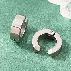Stainless Steel Color 201 Stainless Steel Cuff Earrings, C-Shaped, with 304 Stainless Steel Pin, Stainless Steel Color, 11.5x4mm