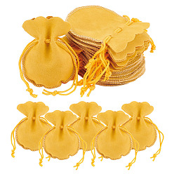 Золотистый Мешочки для хранения украшений из бархата-калебаса с завязками, пакеты для упаковки подарков на рождественскую свадьбу, золотые, 9x7x0.1 см