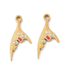Fish 304 нержавеющей стальной эмали подвески, ионное покрытие (ip), реальный 18 k позолоченный, рыба, 20x10x1.8 мм, отверстие : 1.7 мм